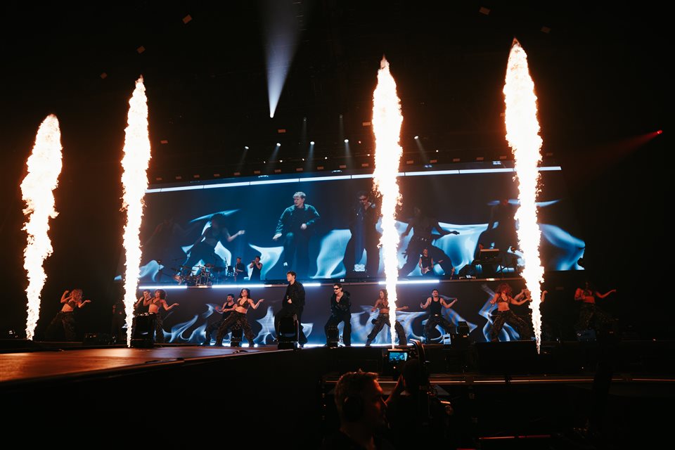 Marcus & Martinus Arena Tour · Live camera feeds and stage pyrotechnics